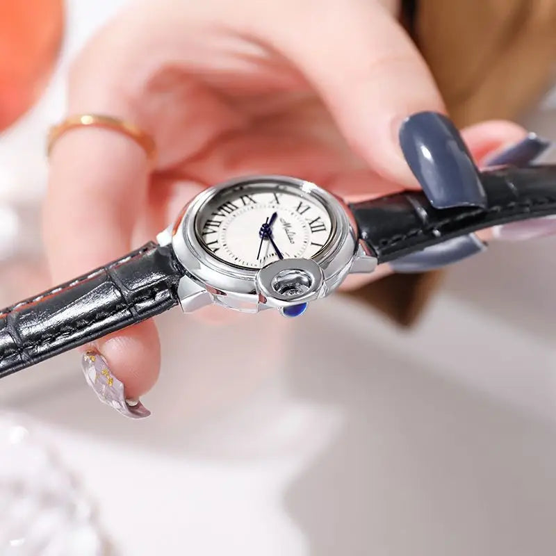 IceBox DC Watch Collection - "La Dahlia" Quartz Watch, Big and Little Black Lady’s Timepiece