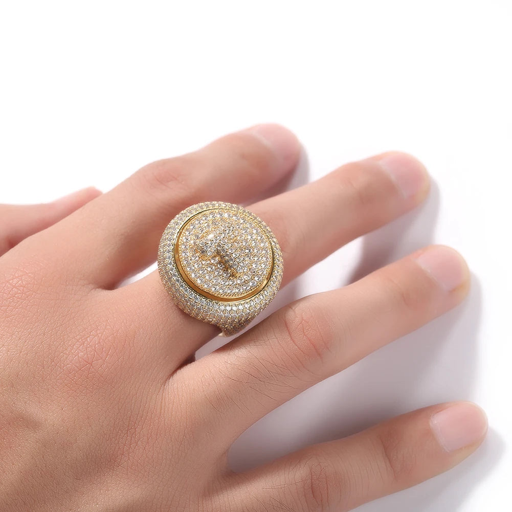 The IceBox D.C. Personalized Initial Bubble Letter Ring | Full CZ (Rose Gold,Gold and Silver Options available)