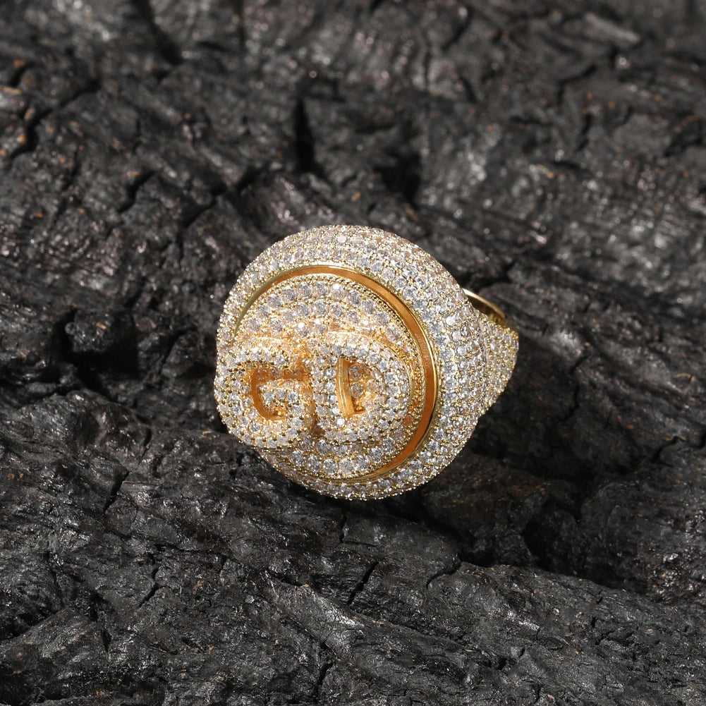 The IceBox D.C. Personalized Initial Bubble Letter Ring | Full CZ (Rose Gold,Gold and Silver Options available)