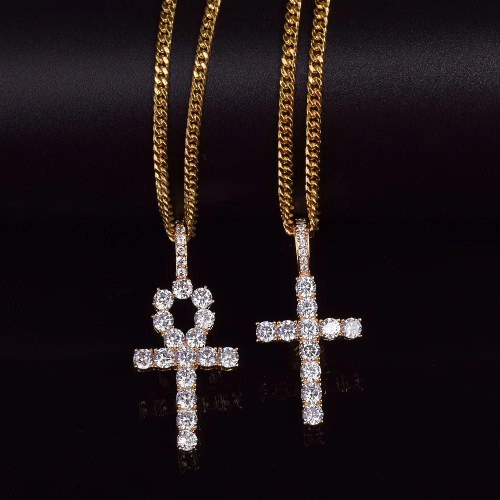 IceBox DC: ✨  Ankh and Cross Necklace Set Gold-Plated Rope or Gold-Plated Cuban Link