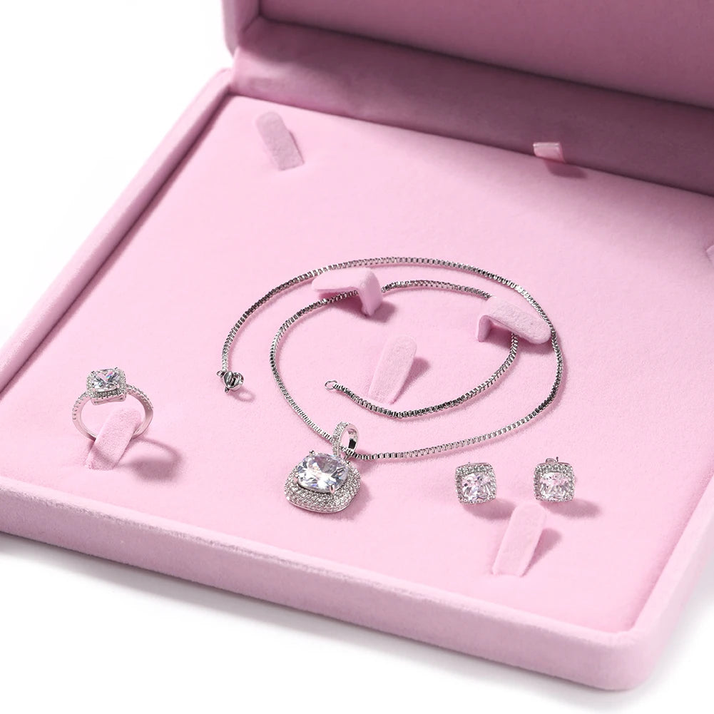 The IceBox D.C. Sparkling Heart: Cubic Zirconia Mom's Day Jewelry Set - Pink Or Clear Zirconias Options (includes necklace, ring and earrings)