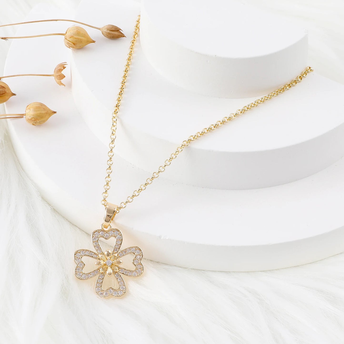 Lucky Four Leaf Clover Pendant Necklace - Luxury Fashion Jewelry for Women and Girls - The Clover Collection by IceBox DC