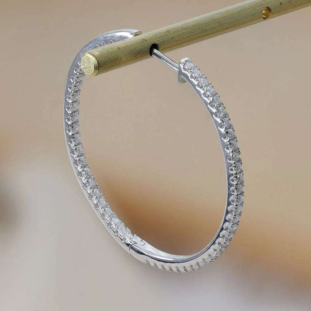 IceBox D.C. | 1.2mm D VVS Lab Grown Moissanite Hoop Earrings in Sterling Silver