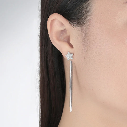 The "Dianne" Moissanite  Long Tassel Earrings