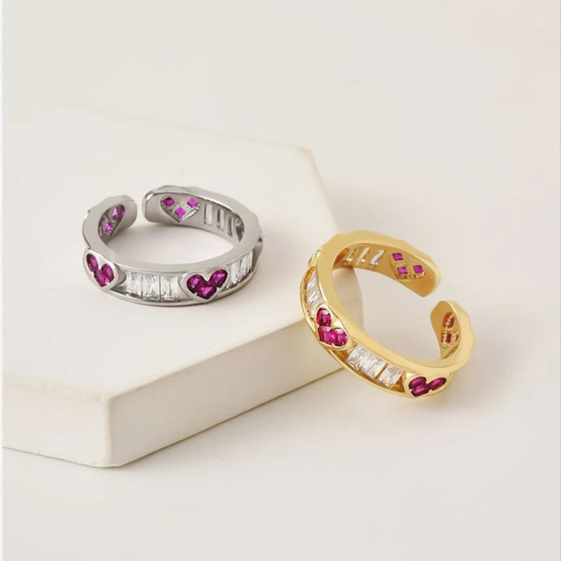 IceBox DC - Red Love Ring, High-End Personalized Jewelry, Fashionable Female Niche Design
