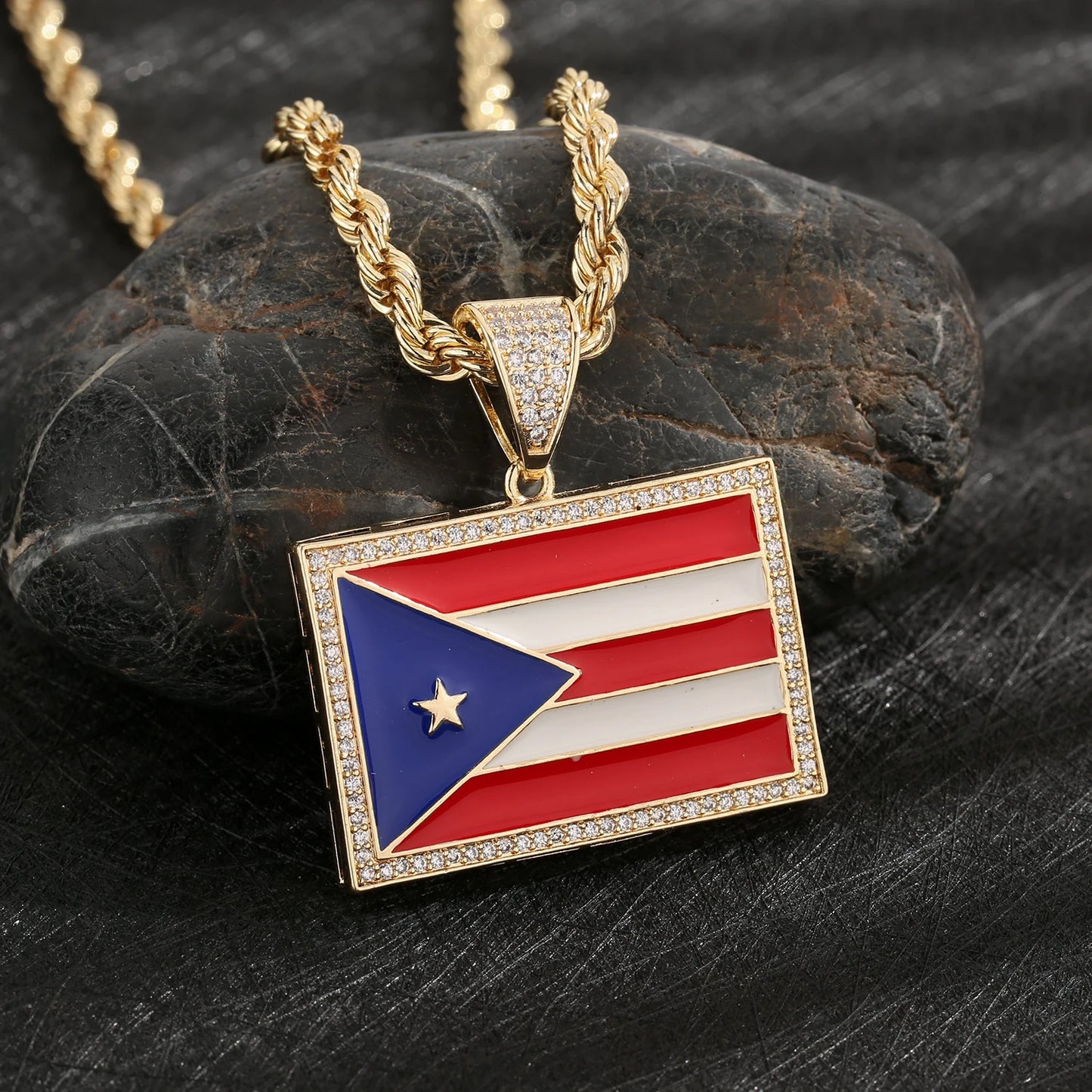 " El Gio Icy" Puerto Rican Flag CZ Cuban  "WHILE SUPPLIES LAST!!!"