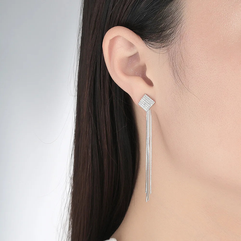 The "Dianne" Moissanite  Long Tassel Earrings