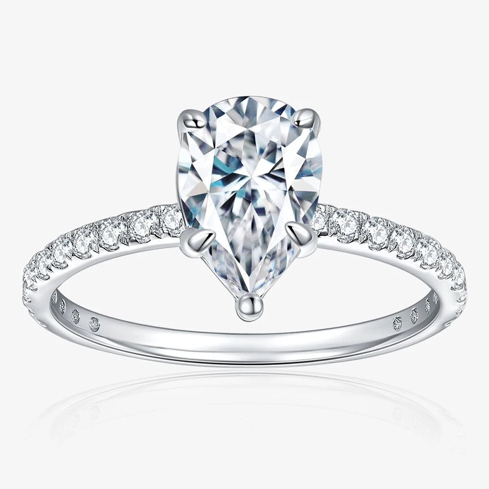 IceBoxDC: Everlasting Teardrop - 1.5ct Moissanite Engagement Ring (Sterling Silver)