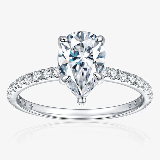 IceBoxDC: Everlasting Teardrop - 1.5ct Moissanite Engagement Ring (Sterling Silver)