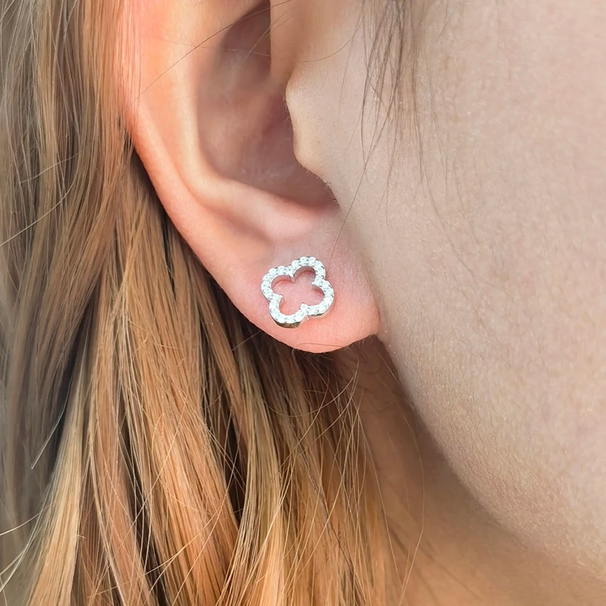 IceBox DC: Hollow Clover Earrings with Micro-Inlaid Zircon ✨