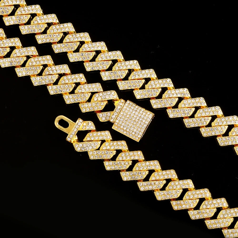IceBox DC: 16mm Iced Out Cuban Link Chain & Bracelet Set (Hip Hop Jewelry for Men & Women)