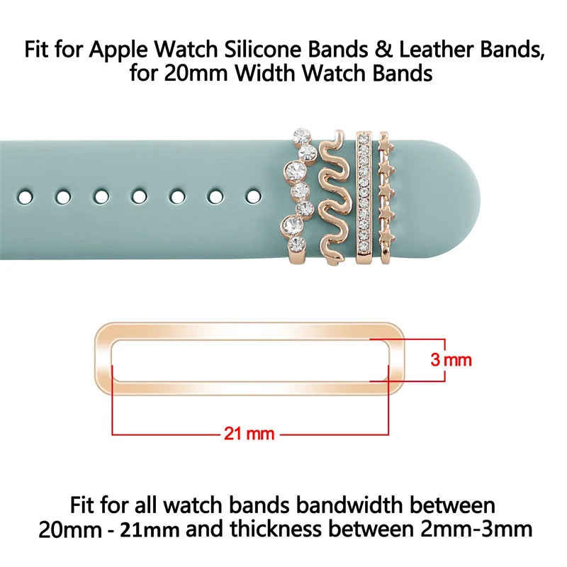 IceBox DC - CZ Jewelry Charms for Apple Watch Band Series 8/7/6/5/4/SE/9, Elegant Decoration for 20mm and 22mm Straps
